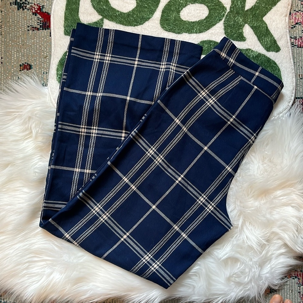 Forever 21 Blue Plaid Wide Leg Pants